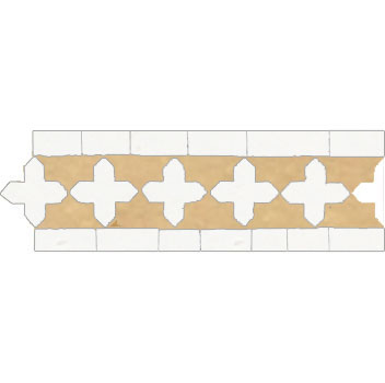 Mosaic House Moroccan tile Kmarshoun Cross 14-26 Natural, Unglazed, Terracotta Polar White  zellige, mosaic, zellij, border, glaze, traditional, simple 